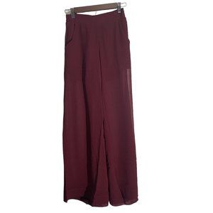 UNIQ Burgandy Seer Wide leg pants with built in shorts - small- NWT